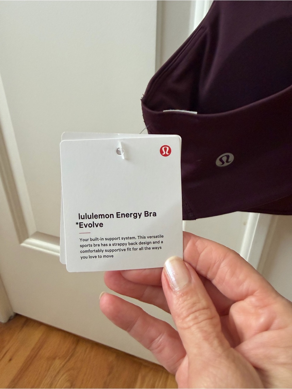 lululemon Energy Bra EVOLVE Deep Plum Wine Strappy Cross-Back Size Medium NWT - Picture 4 of 5
